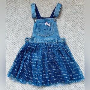 Hello Kitty Denim Blue Overalls Dress with patch girls detail size 6